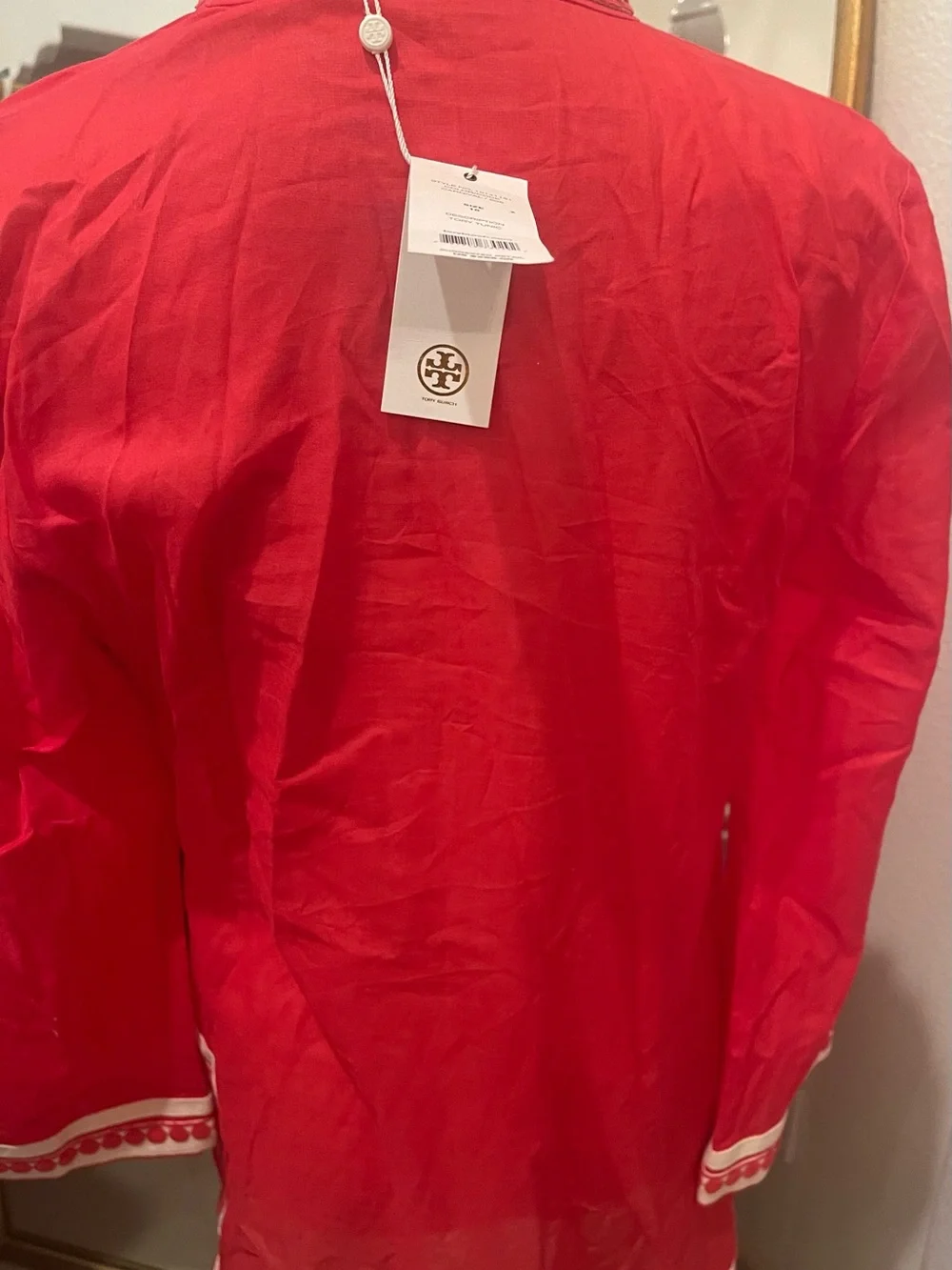 Tory Burch Red Tunic with White Trim